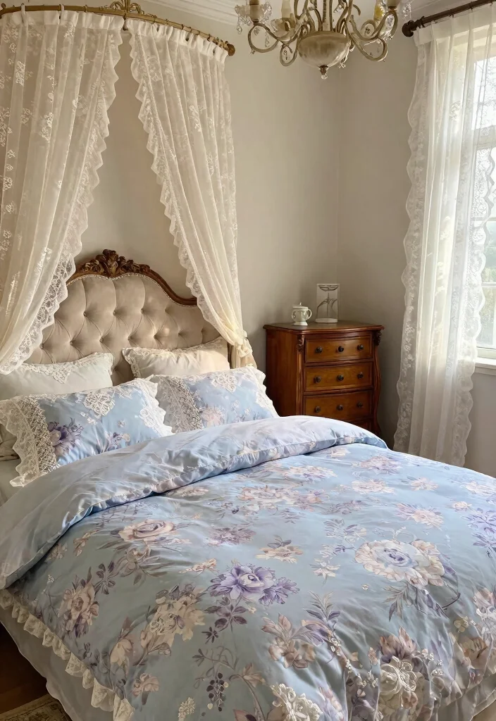 15 Floral Bedding Bedroom Ideas for a Soft Romantic Touch - 2. Vintage Floral Elegance 1
