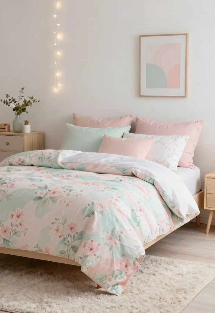 15 Floral Bedding Bedroom Ideas for a Soft Romantic Touch - 4. Soft Pastel Paradise 1