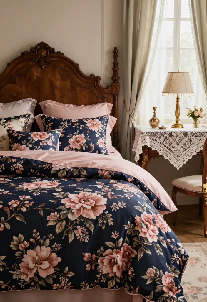 15 Floral Bedding Bedroom Ideas for a Soft Romantic Touch - 9. Romantic Parisian Vibes 1