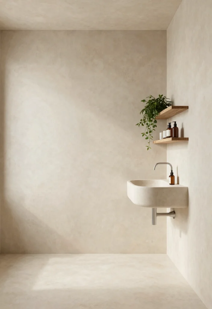 15 Microcement Bathroom Ideas With Seamless Finish - 1. Minimalist Microcement Oasis 1