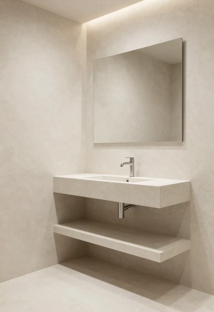 15 Microcement Bathroom Ideas With Seamless Finish - 10. Microcement for Small Spaces 1