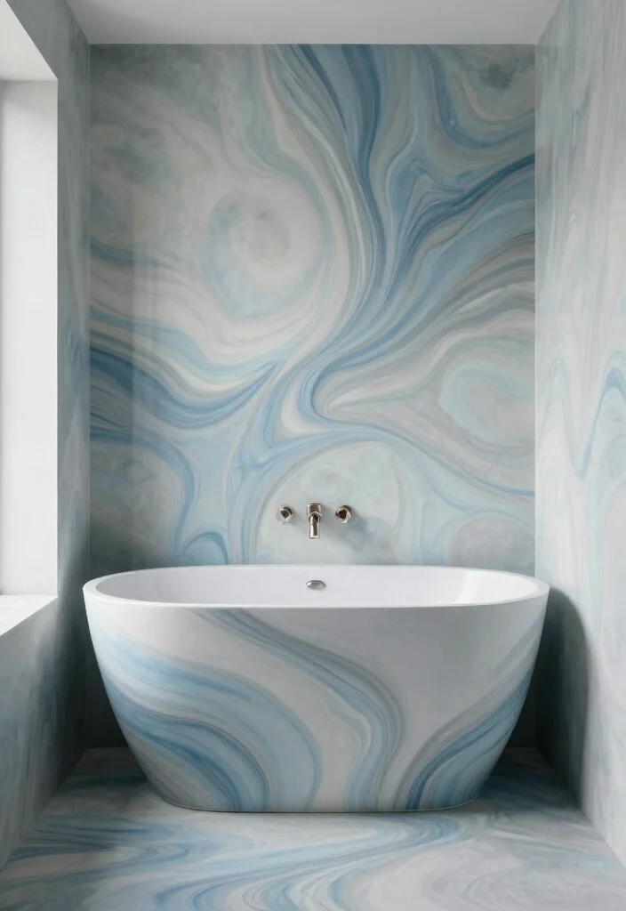 15 Microcement Bathroom Ideas With Seamless Finish - 14. Artistic Microcement Designs 1