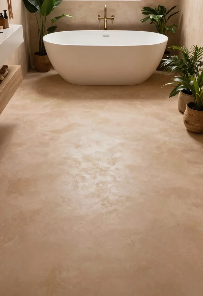 15 Microcement Bathroom Ideas With Seamless Finish - 4. Eco-Friendly Microcement Flooring 1