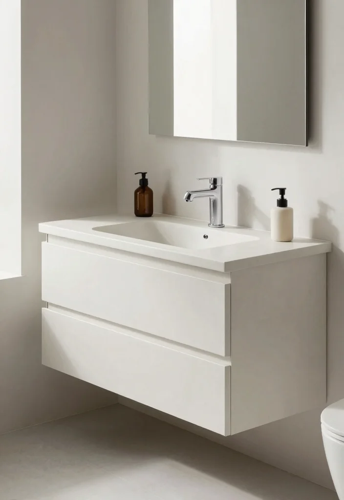 15 Microcement Bathroom Ideas With Seamless Finish - 7. Microcement Vanities 1