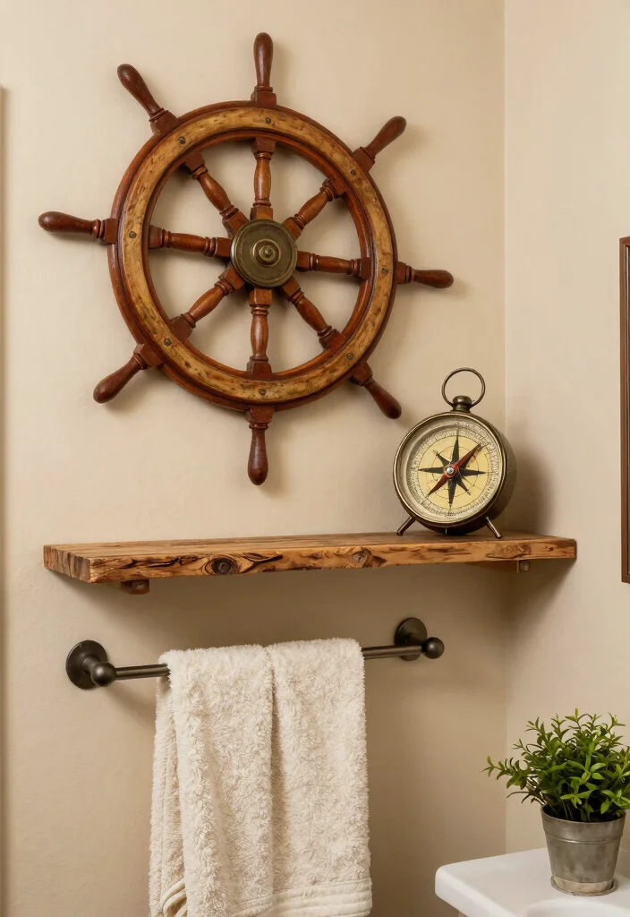 15 Nautical Bathroom Decor Ideas With Coastal Charm - 10. Vintage Nautical Decor 1