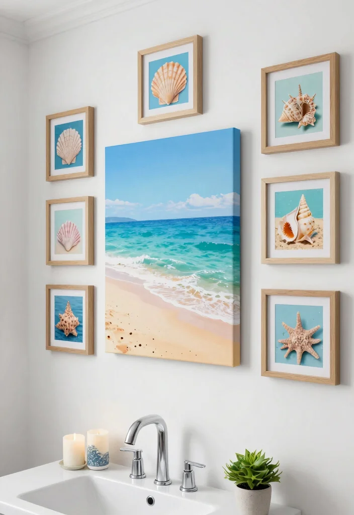 15 Nautical Bathroom Decor Ideas With Coastal Charm - 5. Ocean-Themed Wall Art 1