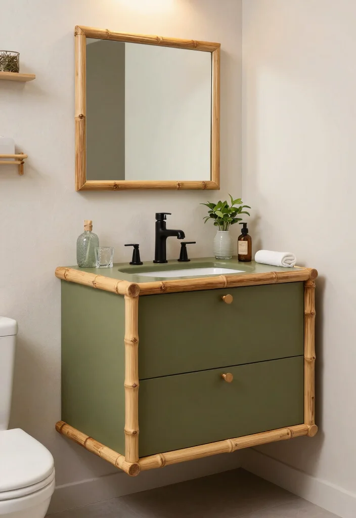 15 Olive Green Bathroom Vanity Ideas With Fresh Warm Style - 12. Eco-Friendly Materials 1