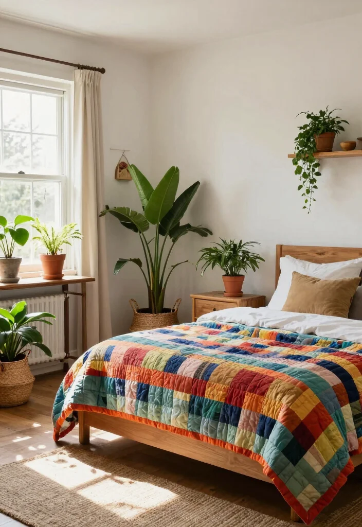 15 Quilt Bedroom Decor Ideas for Cozy Layered Charm - 10. Integrate Natural Elements 1