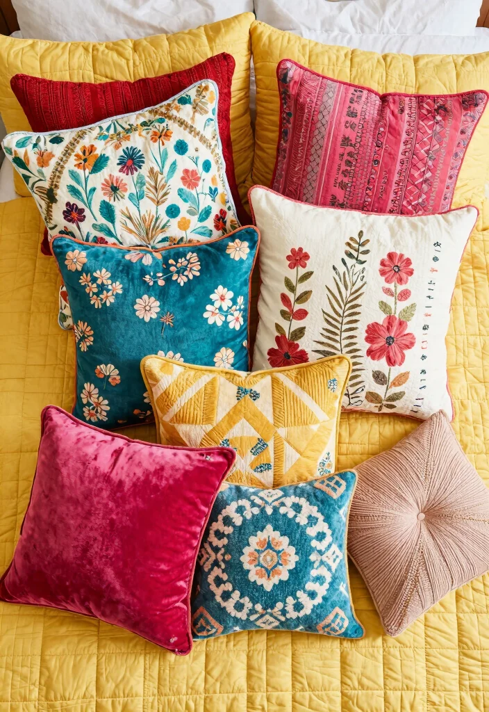 15 Quilt Bedroom Decor Ideas for Cozy Layered Charm - 5. Decorative Pillows with Personality 1