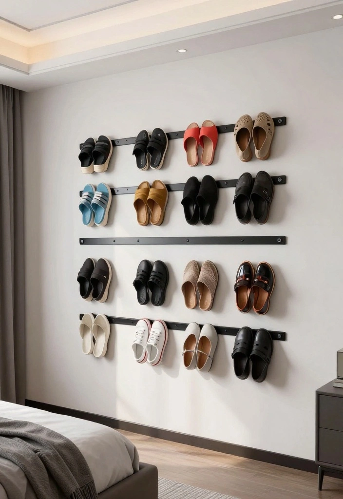 15 Shoe Display Ideas for Bedroom Organized Stylish Storage - 10. Magnetic Shoe Strips for Easy Access 1