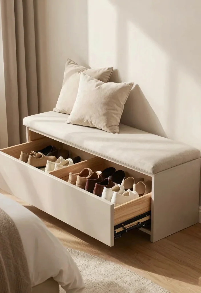 15 Shoe Display Ideas for Bedroom Organized Stylish Storage - 9. Bench with Storage Compartment 1