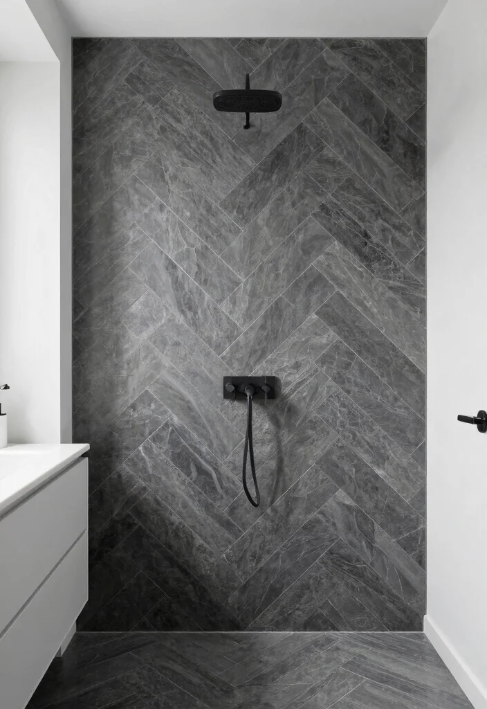 15 Slate Tile Bathroom Ideas For Natural Elegance - 5. Contemporary Slate Patterns 1