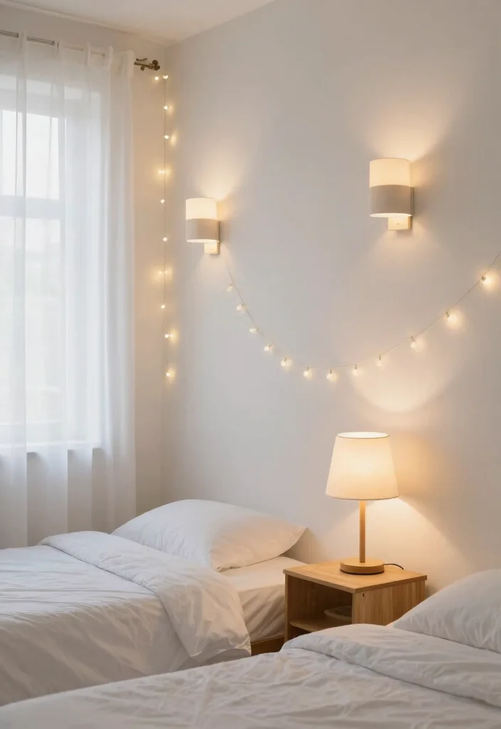 15 Small Twin Bedroom Ideas Compact Shared Style - 8. Smart Lighting Solutions 1