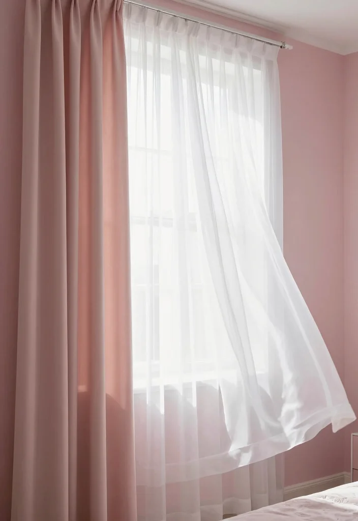 15 Sulking Room Pink Bedroom Ideas: Moody Chic Drama - 12. Soft Window Treatments 1