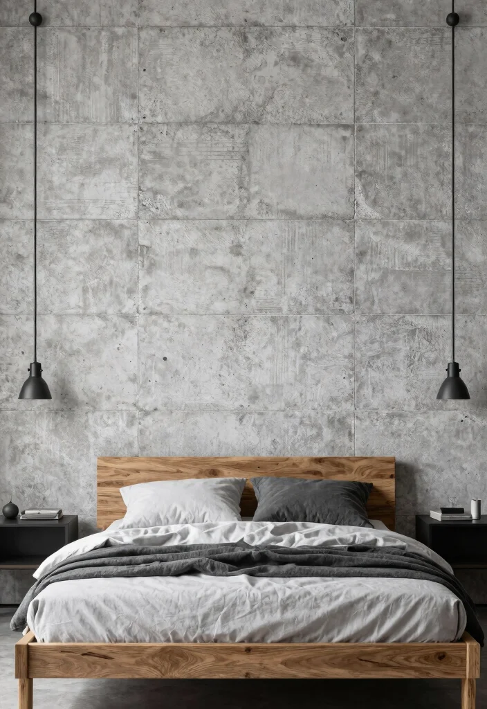 15 Tiles for Bedroom Wall Ideas with a Modern Textured Finish - 12. Textured Cement Tiles for Industrial Chic 1