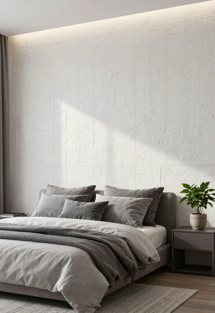 15 Tiles for Bedroom Wall Ideas with a Modern Textured Finish - 4. Textured 3D Tiles for Added Depth 1