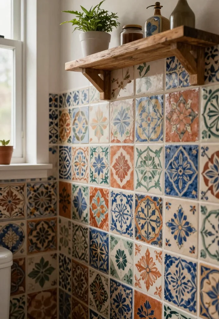 15 Tuscan Bathroom Decor Ideas With Rustic Warmth - 1. Vintage Tile Marvels 1