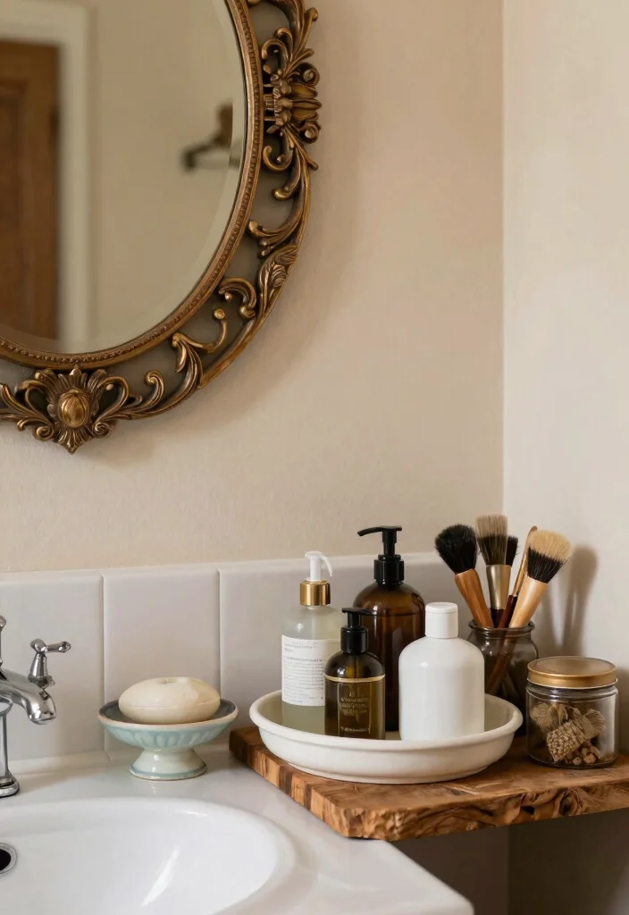 15 Tuscan Bathroom Decor Ideas With Rustic Warmth - 12. Vintage Accessories 1