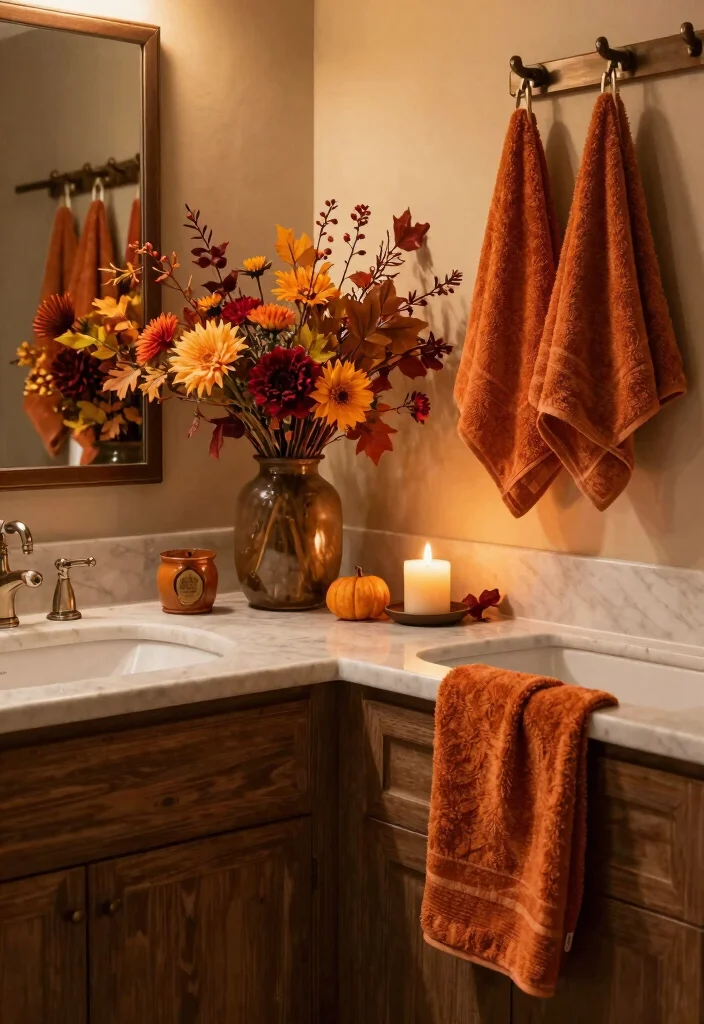 15 Tuscan Bathroom Decor Ideas With Rustic Warmth - 14. Seasonal Decor Changes 1