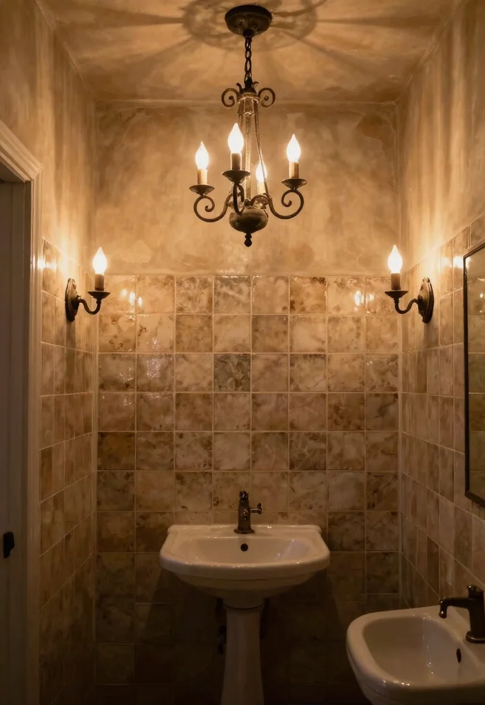 15 Tuscan Bathroom Decor Ideas With Rustic Warmth - 7. Rustic Lighting 1