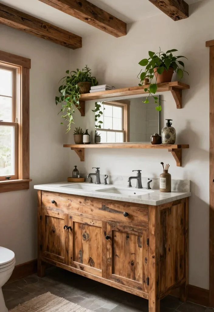 15 Tuscan Bathroom Decor Ideas With Rustic Warmth - 8. Rustic Wooden Features 1