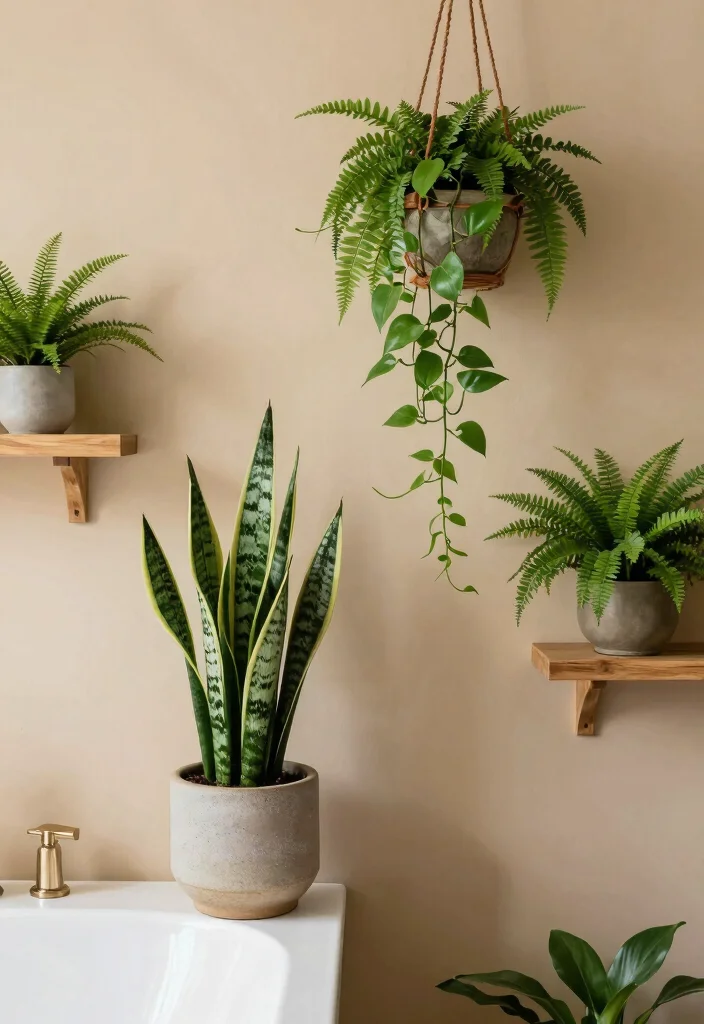 15 Warm Bathroom Ideas With Cozy Comfort - 5. Indoor Plants for a Fresh Touch 1