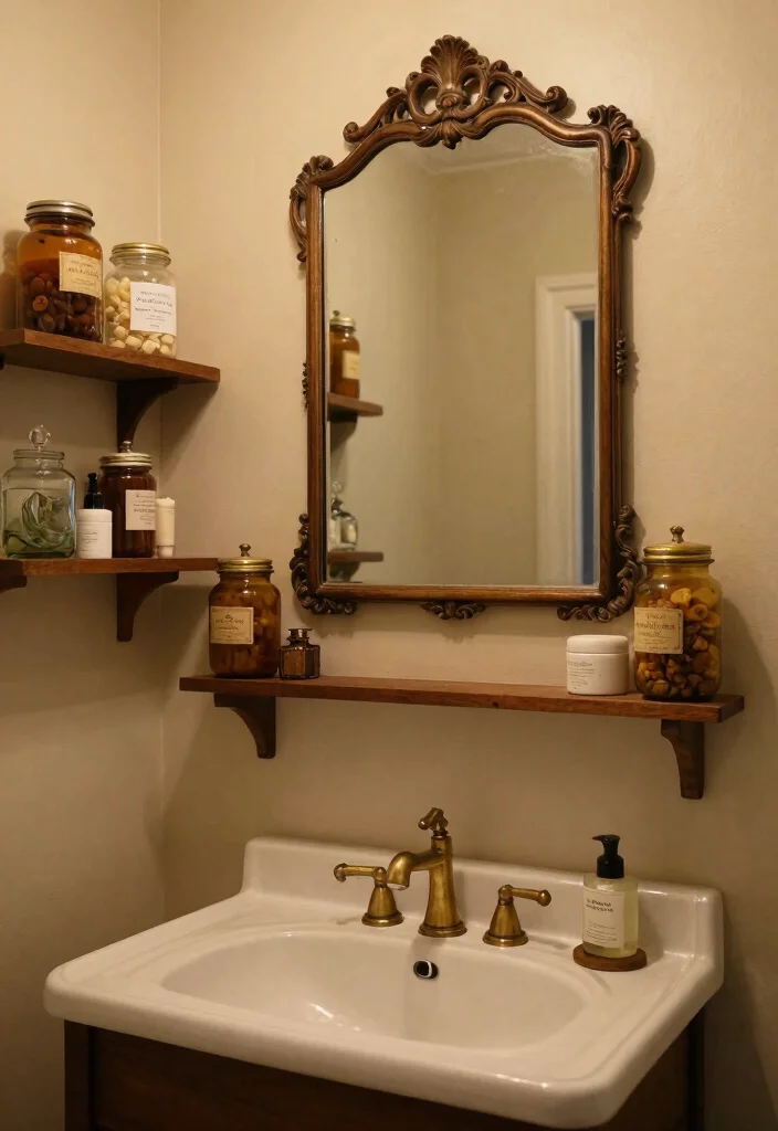 15 Warm Bathroom Ideas With Cozy Comfort - 8. Vintage Touches for Warmth 1