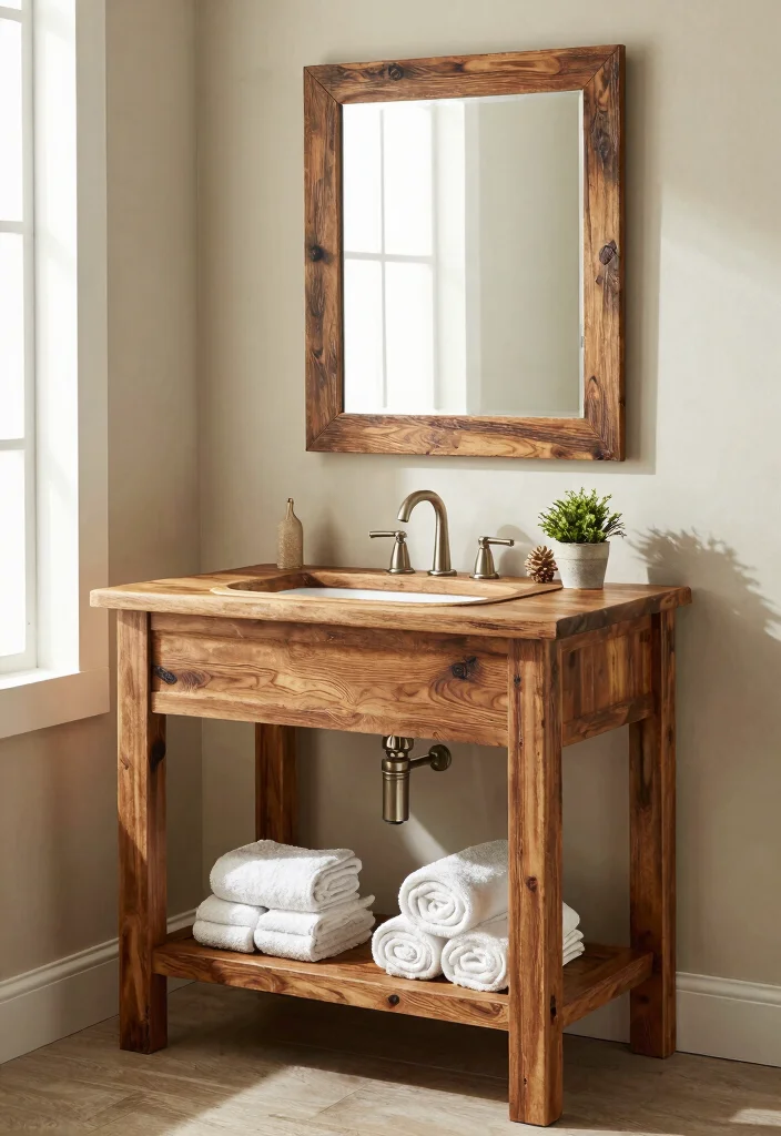 16 Bathroom Vanity Unit Ideas For Smart Storage - 8. Rustic Wood Vanities 1