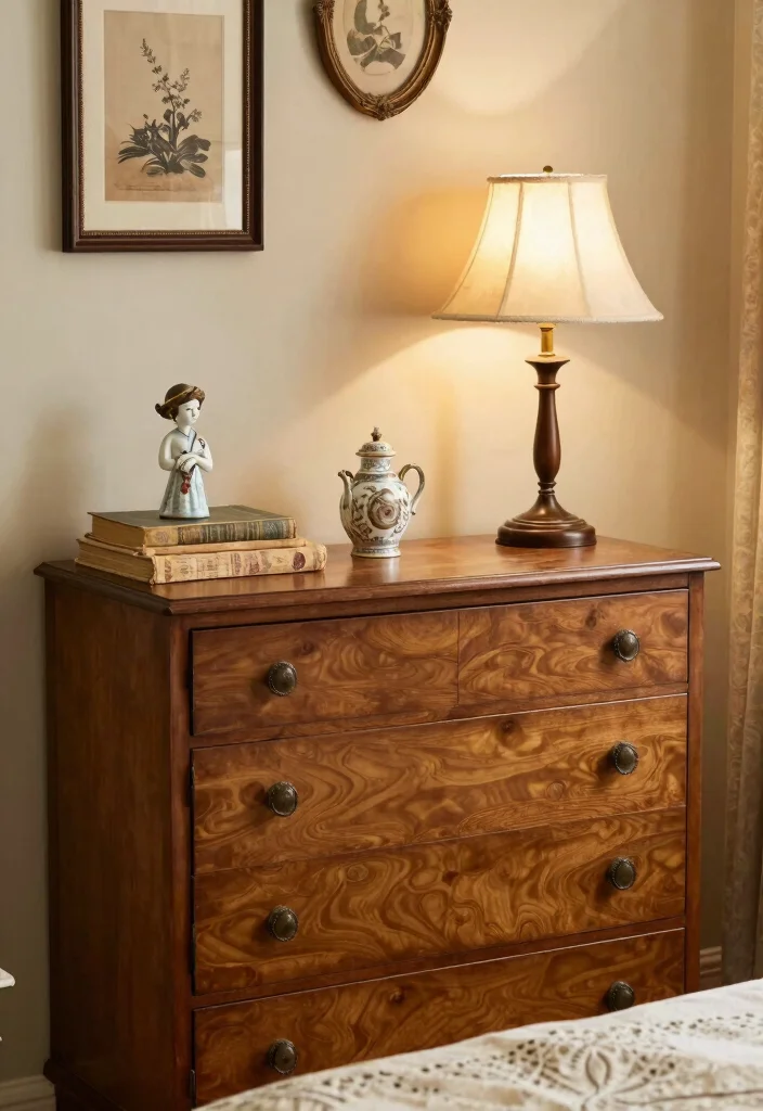 16 Bedroom Chest of Drawers Decor Ideas Polished Styling - 10. Vintage Finds 1