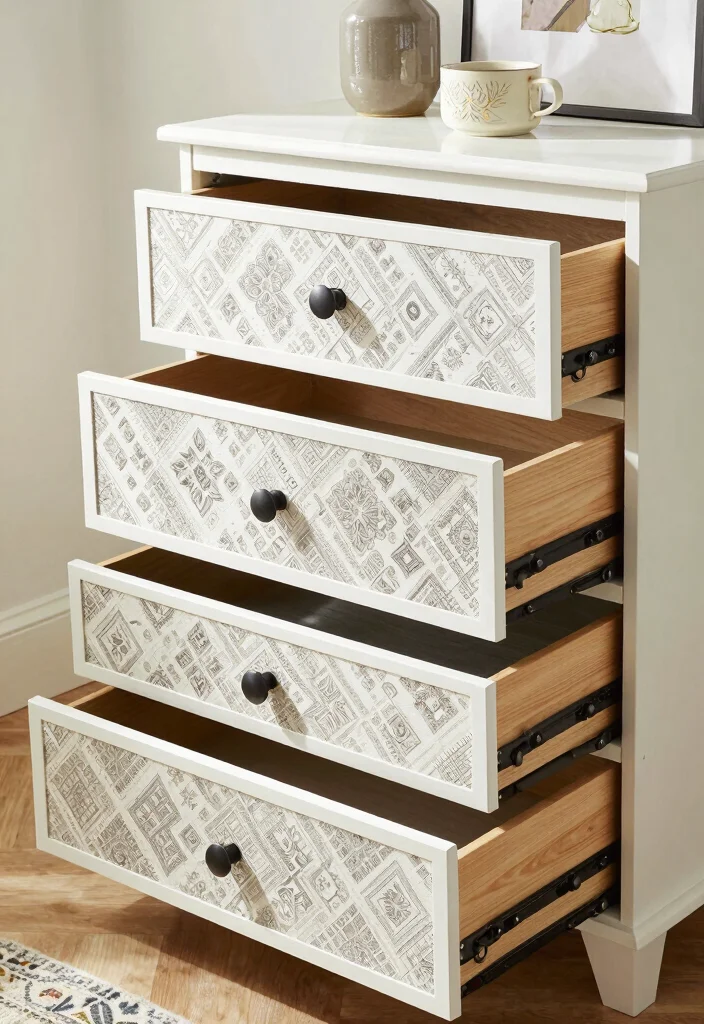 16 Bedroom Chest of Drawers Decor Ideas Polished Styling - 12. Stylish Drawer Liners 1