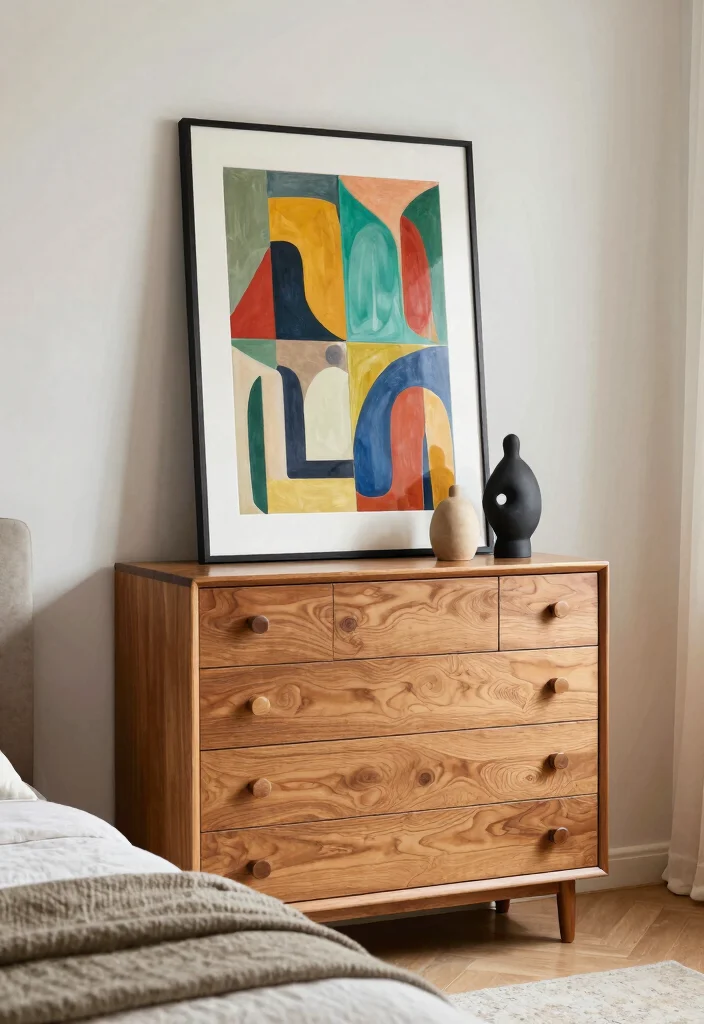 16 Bedroom Chest of Drawers Decor Ideas Polished Styling - 14. Artistic Touch 1