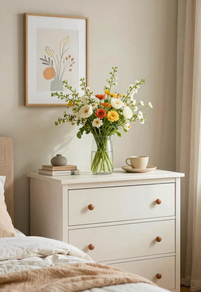 16 Bedroom Chest of Drawers Decor Ideas Polished Styling - 9. Seasonal Decor 1
