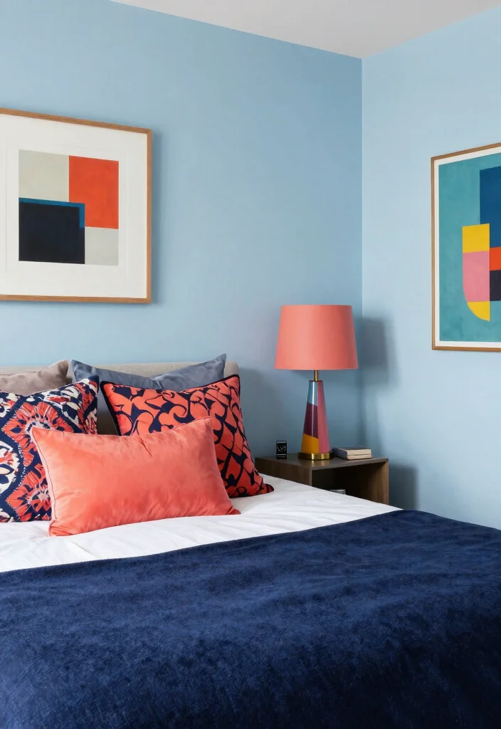 16 Bedroom Ideas Light Blue: Calm, Airy Vibes - 7. Bold Accents 1