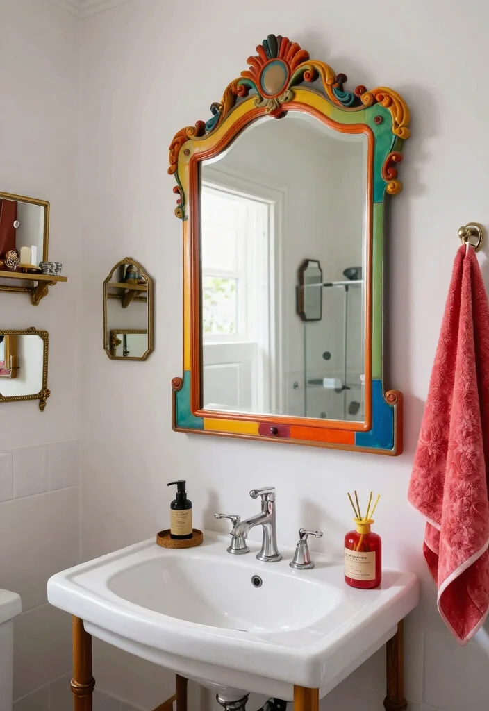 16 Colorful Bathroom Decor Ideas To Brighten The Space - 10. Artistic Mirrors 1