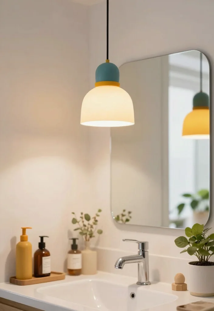 16 Colorful Bathroom Decor Ideas To Brighten The Space - 13. Colorful Lighting Fixtures 1