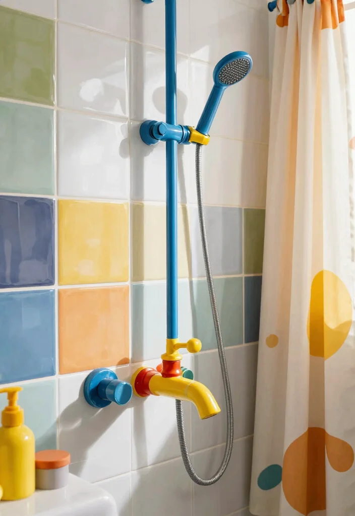16 Colorful Bathroom Decor Ideas To Brighten The Space - 16. Unique Shower Taps 1
