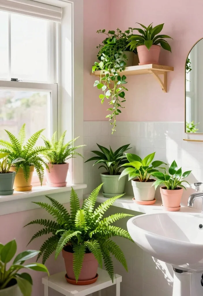 16 Colorful Bathroom Decor Ideas To Brighten The Space - 7. Plants and Greenery 1