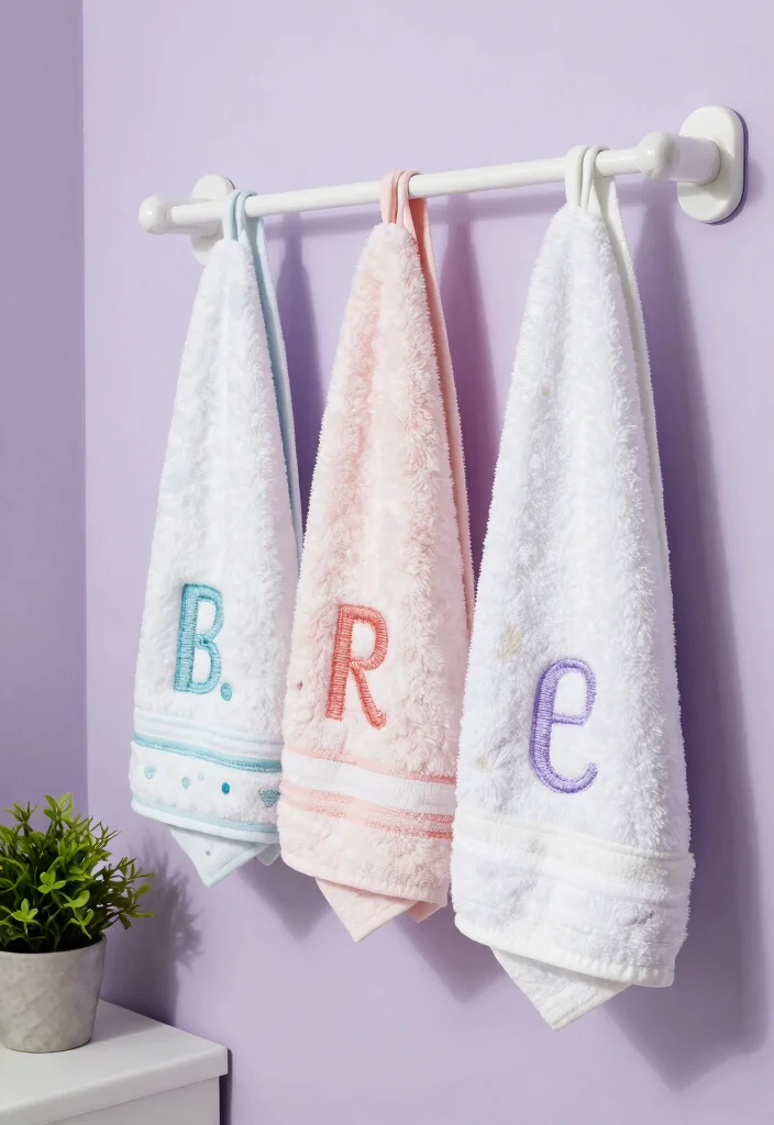 16 Cute Bathroom Ideas With Playful Personality - 12. Personalized Towels 1
