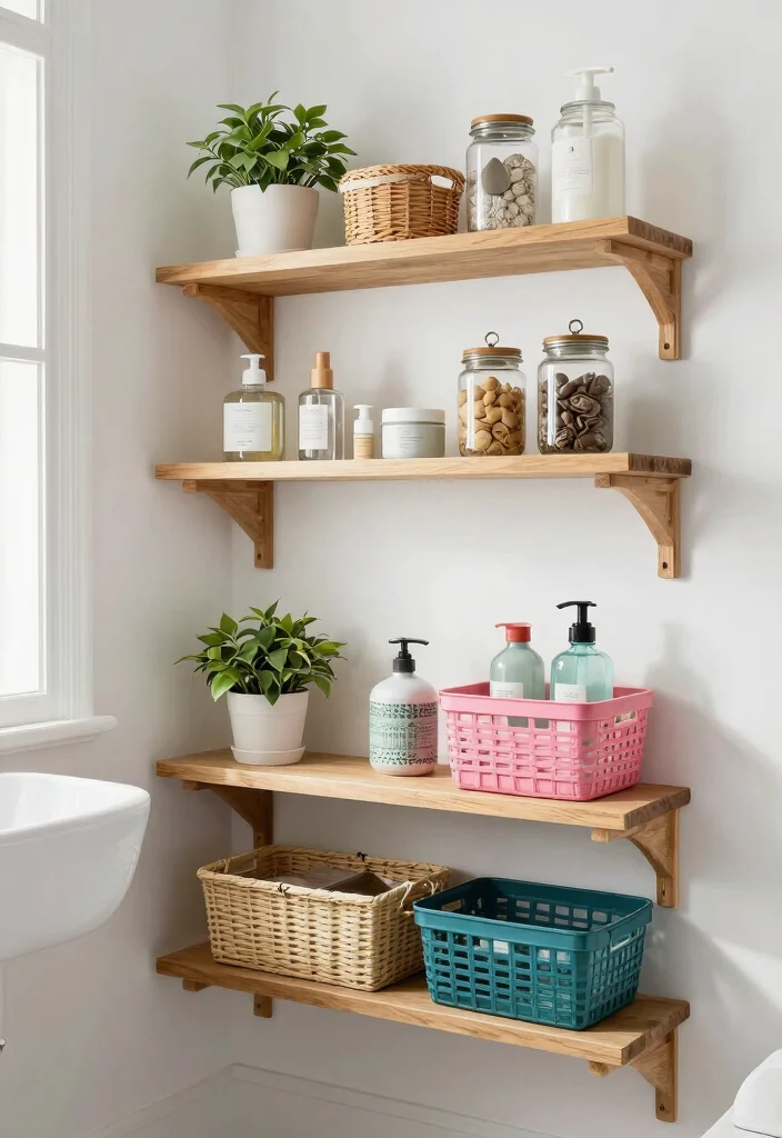 16 Cute Bathroom Ideas With Playful Personality - 7. Creative Storage Solutions 1