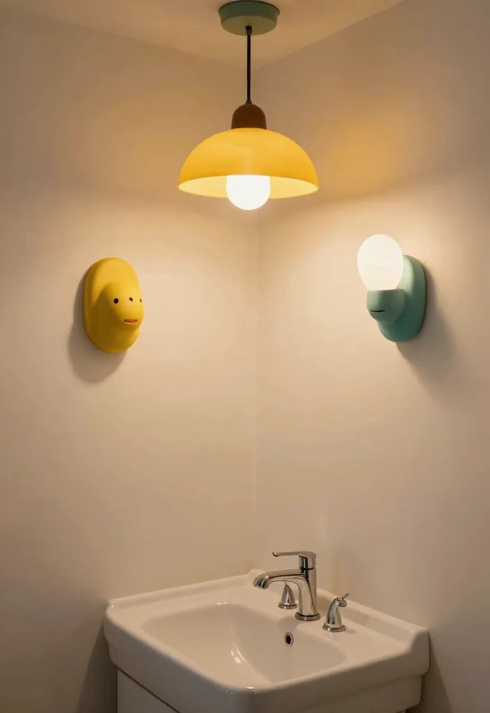 16 Cute Bathroom Ideas With Playful Personality - 8. Unique Lighting Fixtures 1