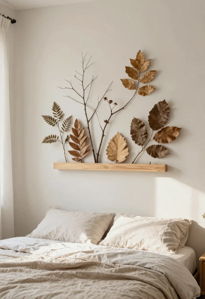 16 DIY Wall Decor for Bedroom Ideas: Creative Budget-Friendly - 11. Nature-Inspired Wall Display 1
