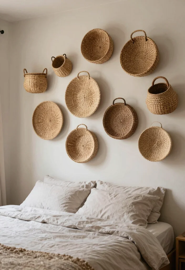 16 DIY Wall Decor for Bedroom Ideas: Creative Budget-Friendly - 14. Woven Wall Baskets 1