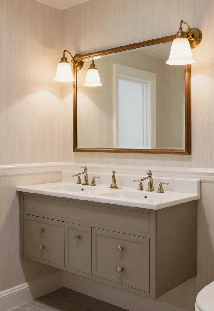 16 Floating Double Vanity Bathroom Ideas For Modern Homes - 11. Vintage-Inspired Floating Vanities 1