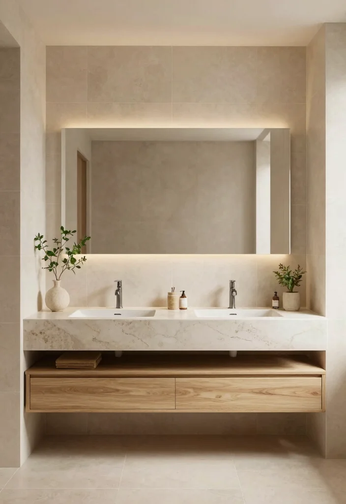 16 Floating Double Vanity Bathroom Ideas For Modern Homes - 14. Zen Inspired Designs 1