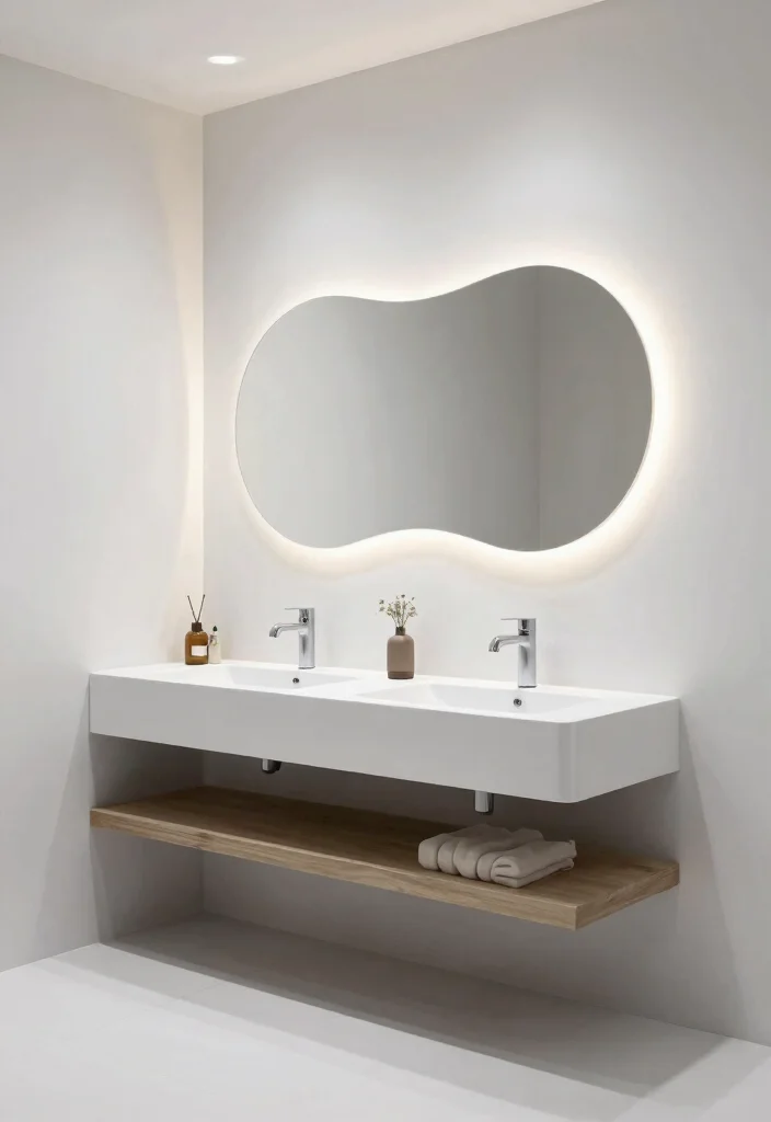 16 Floating Double Vanity Bathroom Ideas For Modern Homes - 15. Unique Shapes and Styles 1