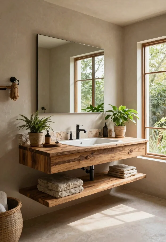 16 Floating Double Vanity Bathroom Ideas For Modern Homes - 7. Nature-Inspired Wonders 1