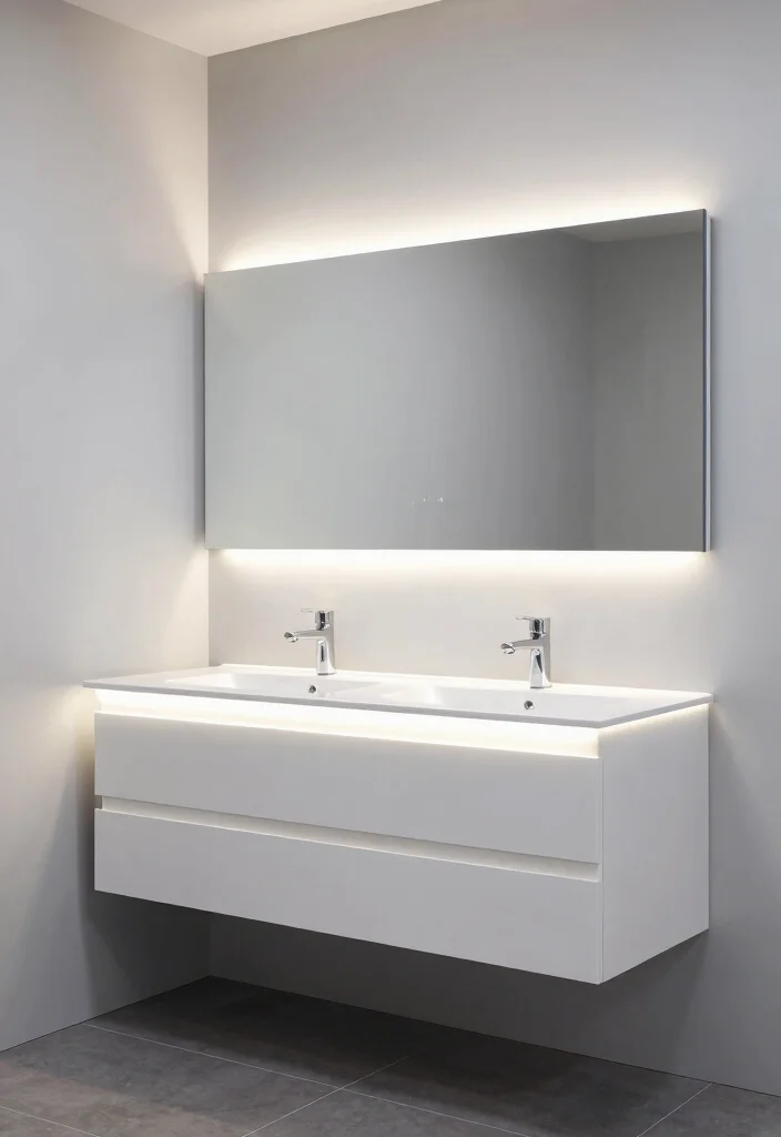 16 Floating Double Vanity Bathroom Ideas For Modern Homes - 8. Integrated Lighting Solutions 1