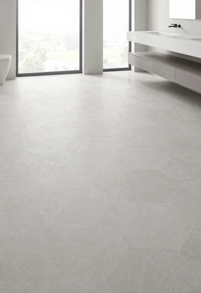 16 Hexagon Floor Tile Bathroom Ideas With Geometric Style - 14. Large Format Tiles 1