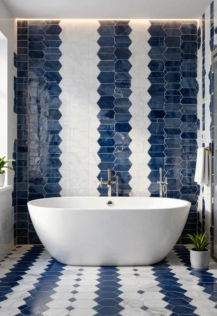 16 Hexagon Floor Tile Bathroom Ideas With Geometric Style - 7. Unique Patterns 1