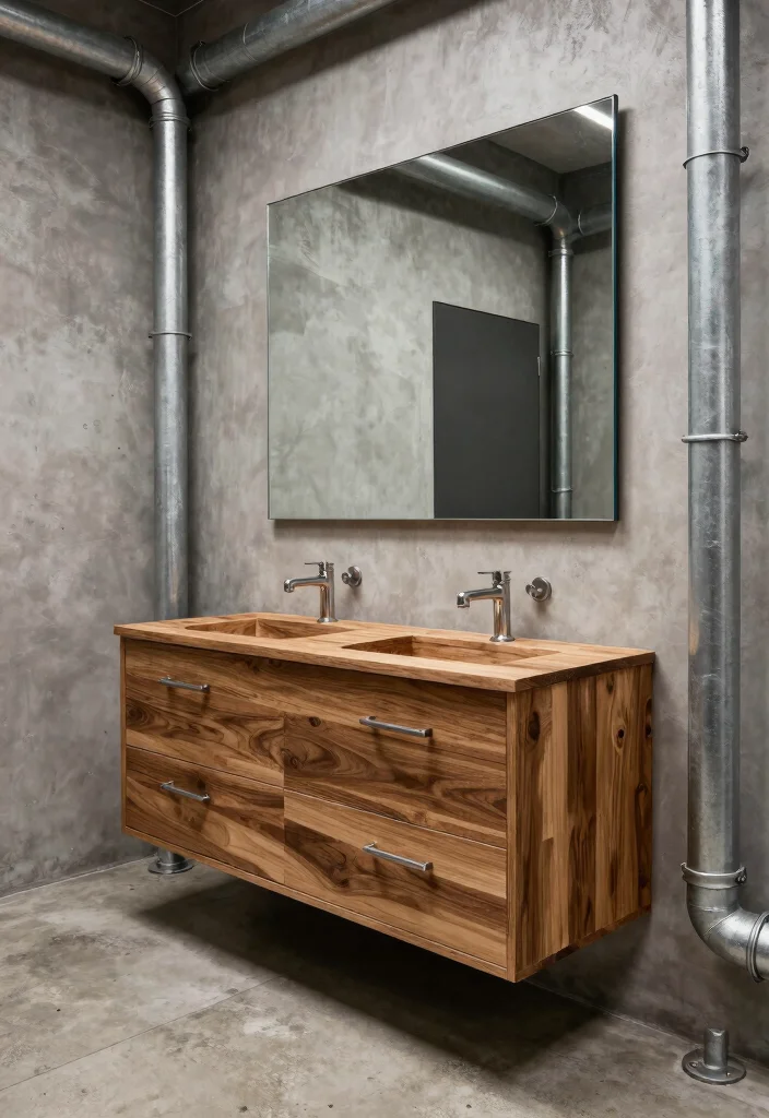 16 Industrial Bathroom Ideas With Urban Edge - 14. Mixed Materials 1